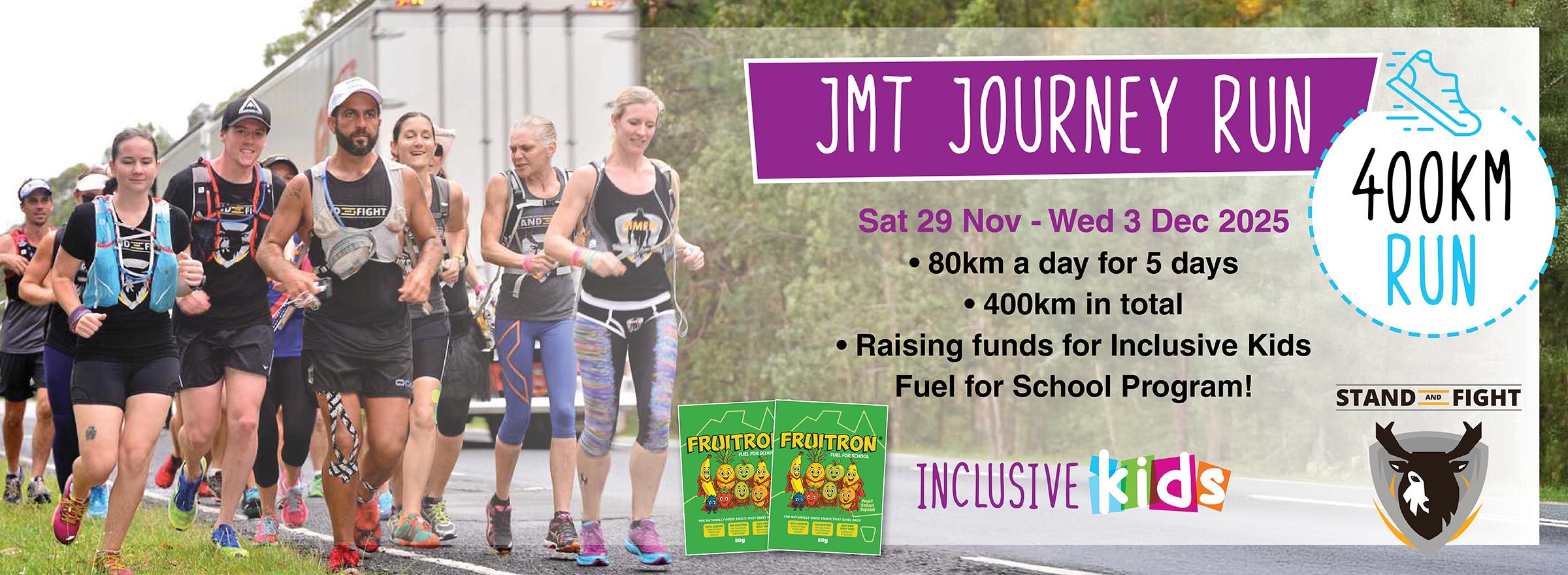 JMT Journey Run — Sat 29 Nov – Wed 3 Dec 2025, 400km run raising funds for the Inclusive Kids Fuel for School program